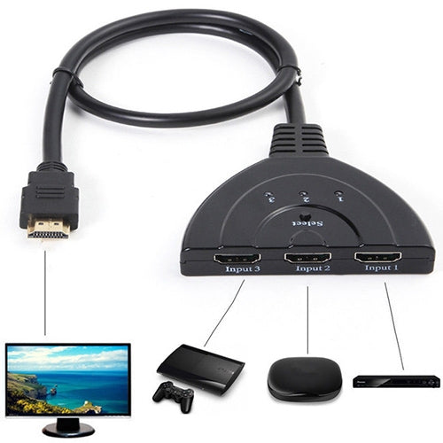 Conmutador HDMI Pigtail 3x1 hasta 1080P (chapado en oro), 1080P