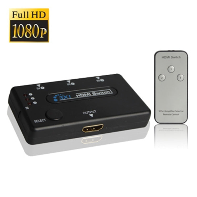 3 interruptor portuario del amplificador 1080P HDMI, versión 1.3, con control remoto, with Remote Controller
