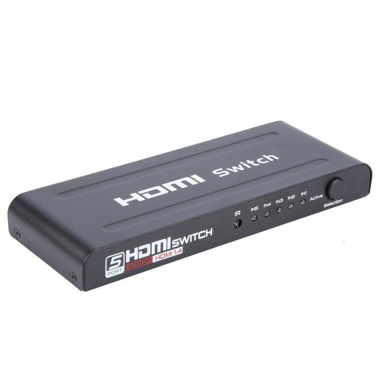 Conmutador HDMI Full HD 1080P de 5 puertos con control remoto e indicador LED, With LED Indicator
