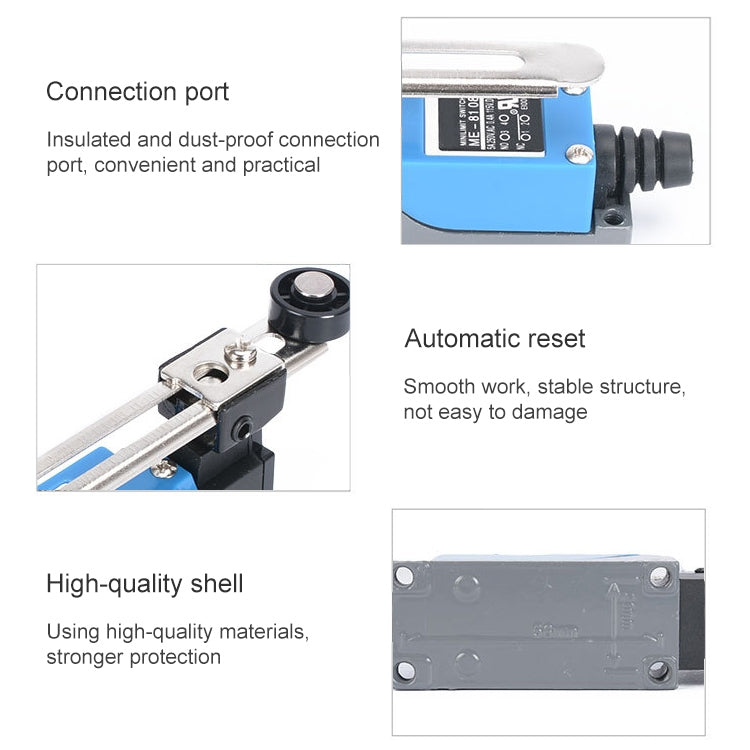 ME-8108 Mini interruptor de límite de brazo de palanca de rodillo ajustable giratorio