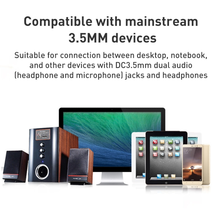 Micrófono con conector de 3,5 mm estilo fideos + cable para auriculares para PC / computadora portátil, longitud: 22 cm