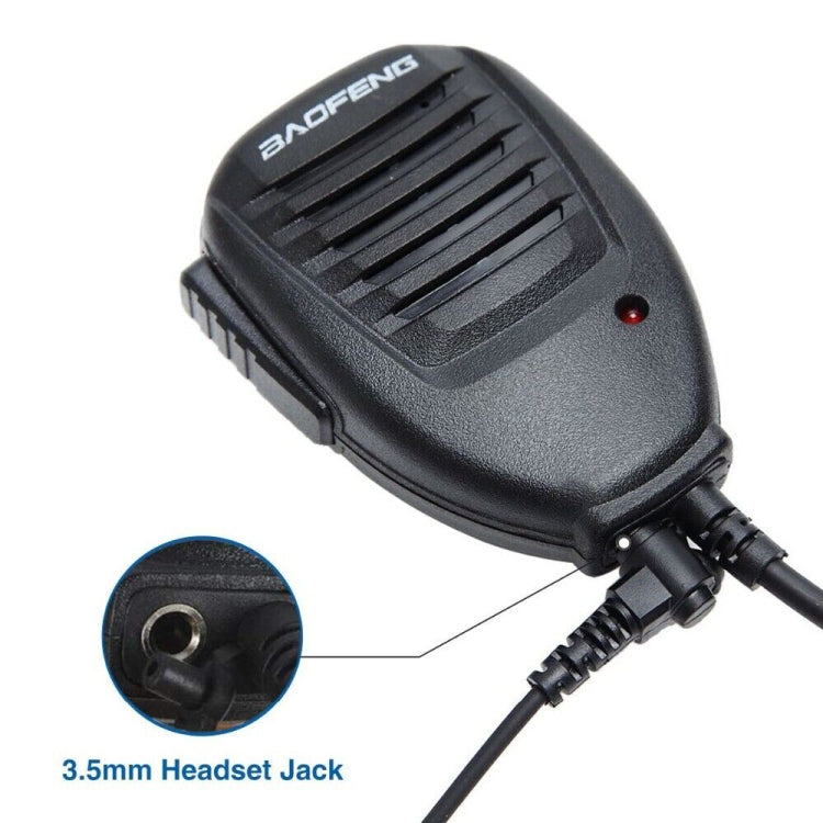 Baofeng Micrófono con altavoz con clip para walkie talkies, auriculares de 3,5 mm + 2,5 mm + enchufe de micrófono, Microphone