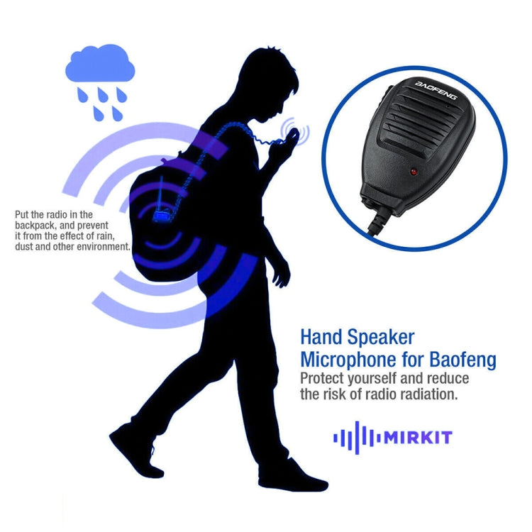 Baofeng Micrófono con altavoz con clip para walkie talkies, auriculares de 3,5 mm + 2,5 mm + enchufe de micrófono, Microphone