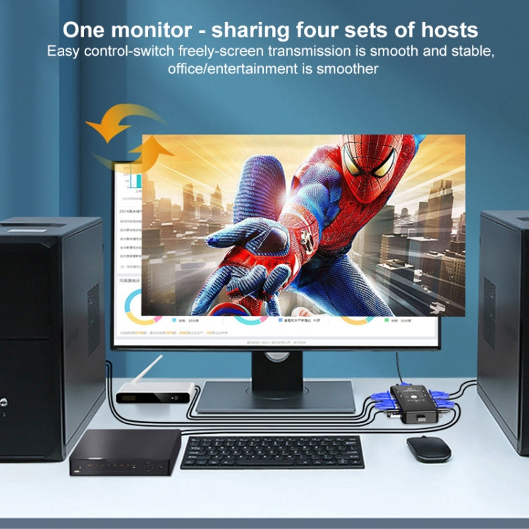 Conmutador KVM de 4 puertos, 4 Ports, 4 Ports (with USB)