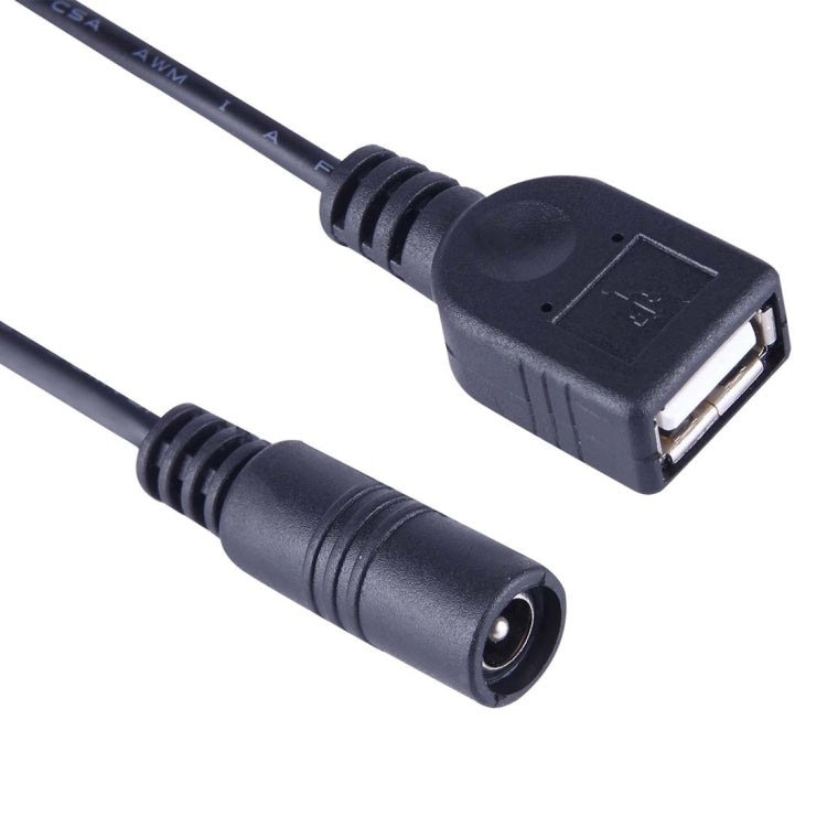 Cable conector de alimentación CC hembra de 5,5 x 2,1 mm a USB AF CC macho para adaptador de computadora portátil, longitud: 15 cm, USB AF