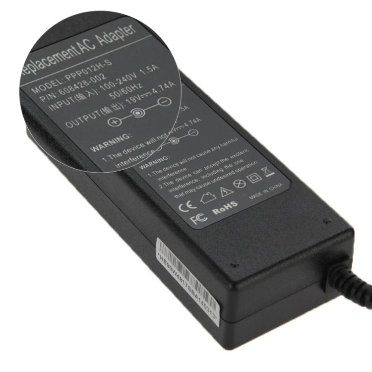 Adaptador de CA de 19 V 4,74 A para computadora portátil HP, puntas de salida: 4,8 mm x 1,7 mm, 19V 4.74A