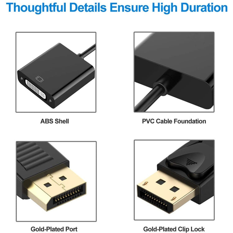 Adaptador DisplayPort macho a DVI 24+5 hembra, longitud del cable: 12 cm, DP Male to DVI 24+5 Female