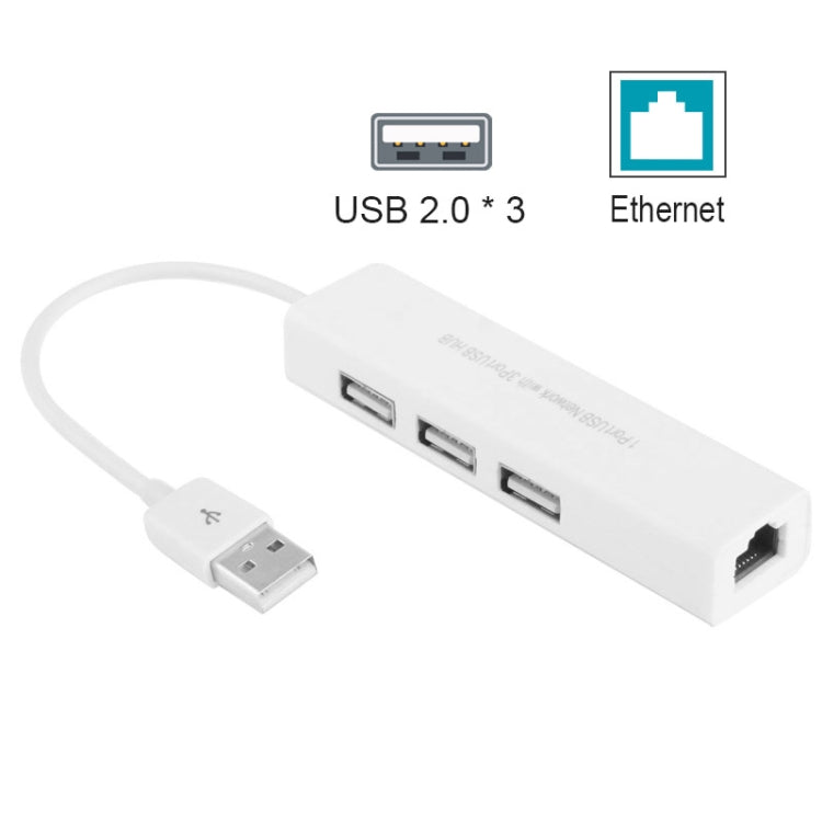 Adaptador de Red Ethernet USB 2.0 + HUB USB de 3 Puertos, USB