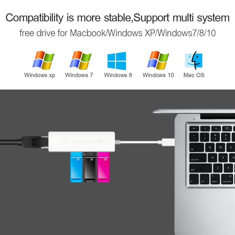 Adaptador de Red Ethernet USB 2.0 + HUB USB de 3 Puertos, USB