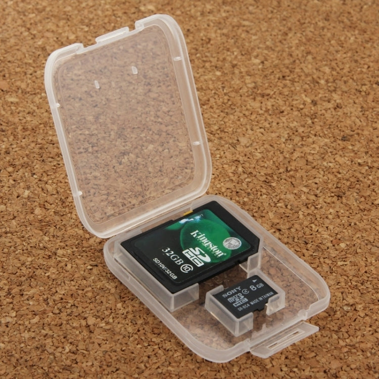 Caja de tarjeta de almacenamiento de plástico transparente de 100 piezas para tarjeta SD + tarjeta Micro SD (tarjeta TF), SD+TF Card