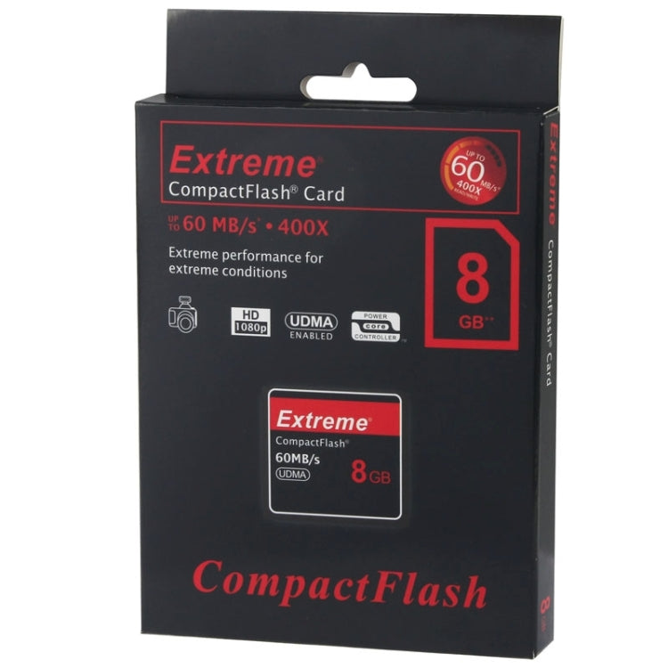 Tarjeta Extreme Compact Flash de 8 GB, velocidad de lectura 400X, hasta 60 MB/S (100 % de capacidad real), 8GB