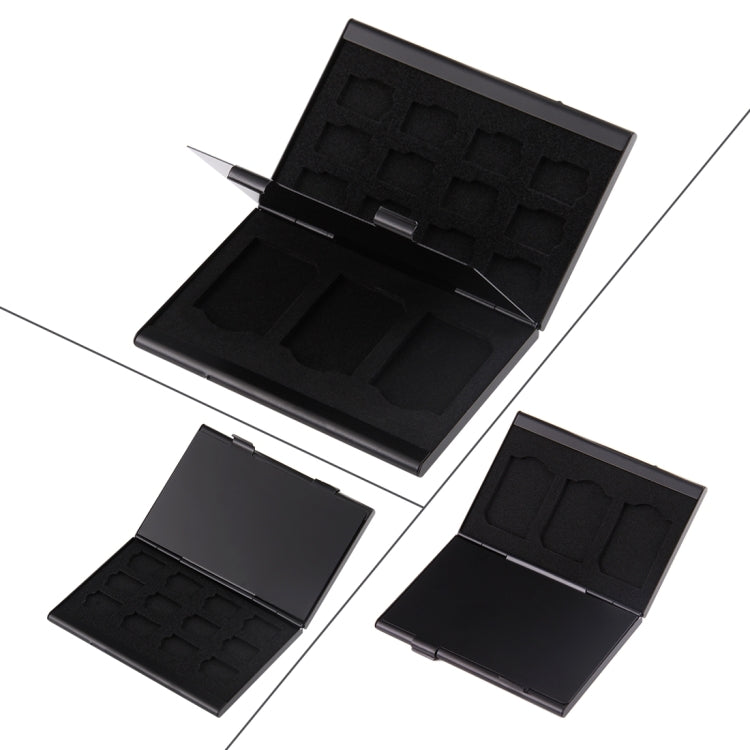 Caja protectora de aleación de aluminio para tarjeta de memoria 15 en 1 para 3 tarjetas SD + 12 TF, 3 SD + 12 TF Black, 3 SD + 12 TF Silver