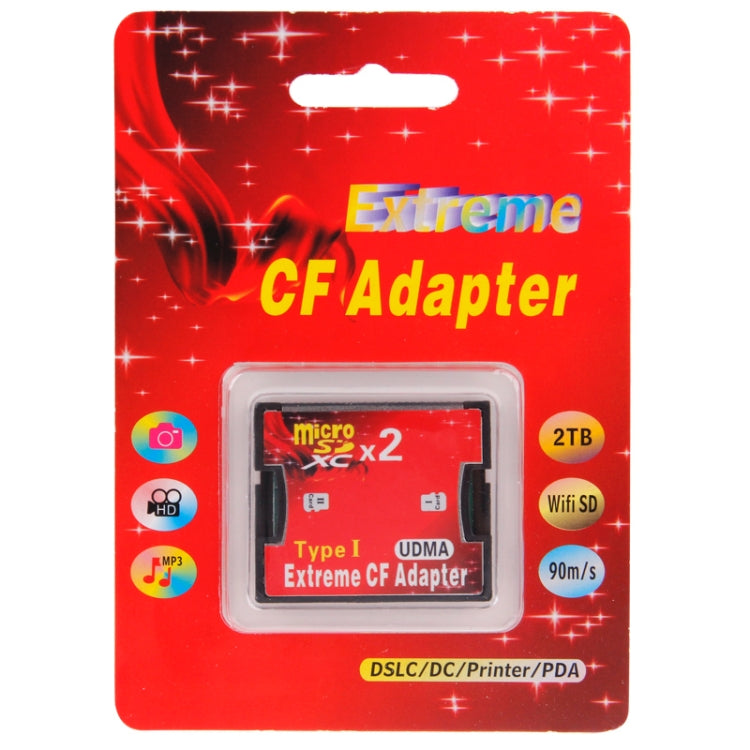 Adaptador de tarjeta de memoria Compact Flash Micro SD a CF de 2 zócalos, 2-Socket