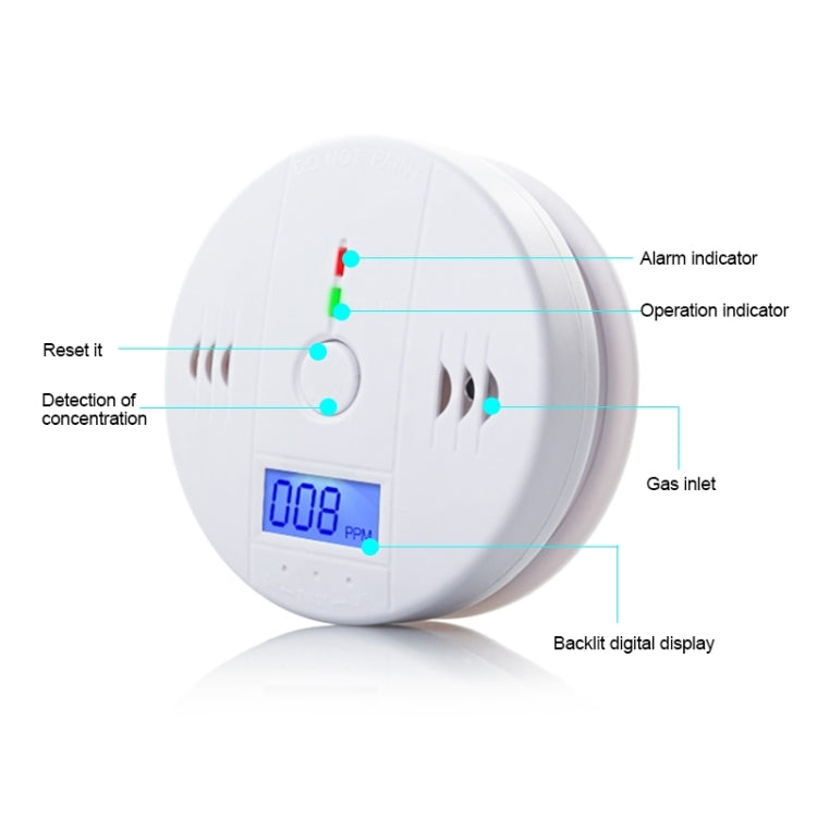 Probador de alarma de seguridad de CO LCD de unidad de sensor detector de monóxido de carbono de gas, CO999