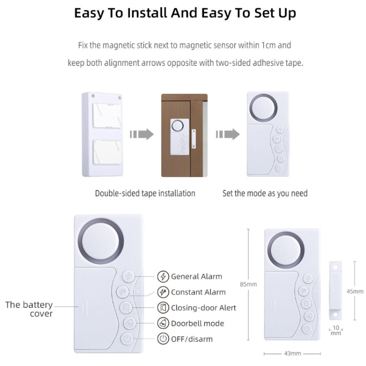 Alarma de seguridad antientrada con sensor magnético de puerta de código secreto (KK-1255)