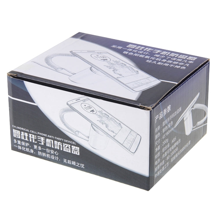 Soporte de pantalla cilíndrico Sistema de seguridad digital Alarma antirrobo / Alarma antirrobo con contraseña Control remoto para iPhone, iPod y iPad con puerto de 8 pines, Cylindrical