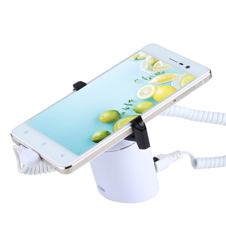 Soporte de pantalla cilíndrico Sistema de seguridad Alarma antirrobo / Soporte de pantalla de alarma antirrobo con control remoto por infrarrojos para teléfonos inteligentes con puerto micro-USB, ABS Cylindrical Micro-USB