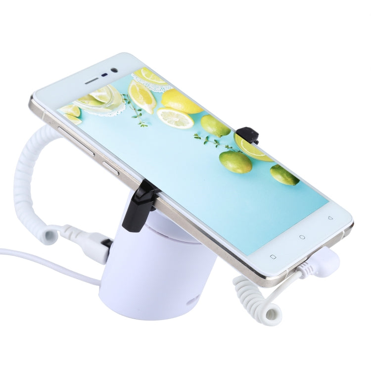Soporte de pantalla cilíndrico Sistema de seguridad Alarma antirrobo / Soporte de pantalla de alarma antirrobo con control remoto por infrarrojos para teléfonos inteligentes con puerto micro-USB, ABS Cylindrical Micro-USB