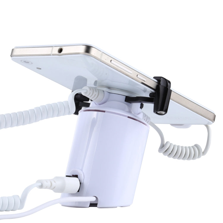 Soporte de pantalla cilíndrico Sistema de seguridad Alarma antirrobo / Soporte de pantalla de alarma antirrobo con control remoto por infrarrojos para teléfonos inteligentes con puerto micro-USB, ABS Cylindrical Micro-USB