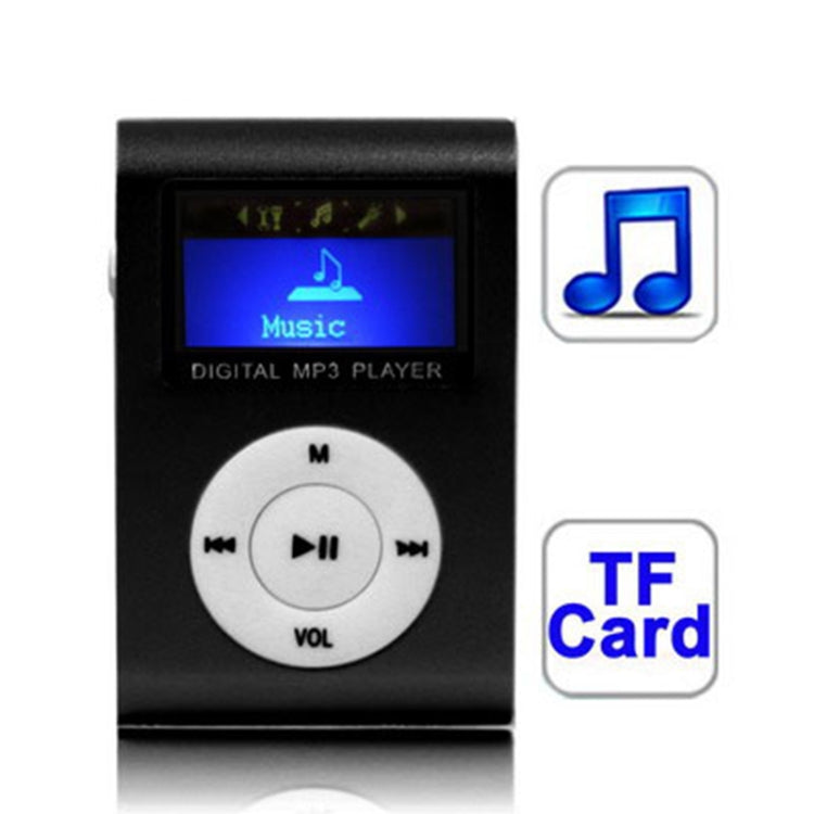 Reproductor MP3 con ranura para tarjeta TF/Micro SD con pantalla LCD, clip de metal, with LCD Screen