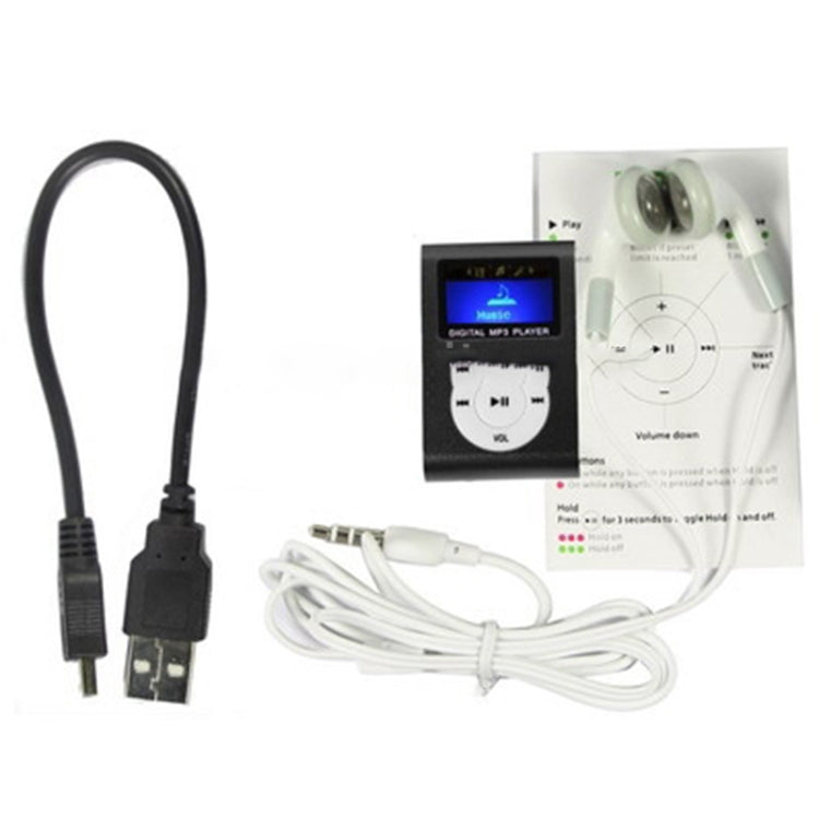 Reproductor MP3 con ranura para tarjeta TF/Micro SD con pantalla LCD, clip de metal, with LCD Screen