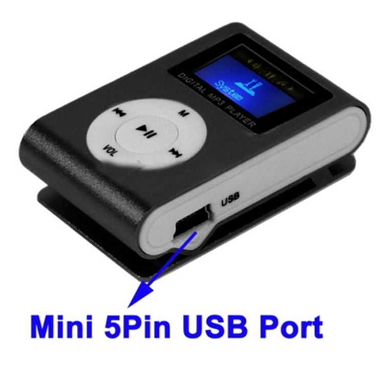 Reproductor MP3 con ranura para tarjeta TF/Micro SD con pantalla LCD, clip de metal, with LCD Screen