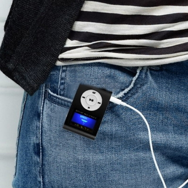 Reproductor MP3 con ranura para tarjeta TF/Micro SD con pantalla LCD, clip de metal, with LCD Screen