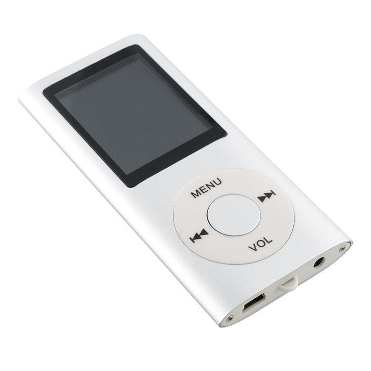 Reproductor MP4 de metal con pantalla TFT de 1,8 pulgadas con ranura para tarjeta TF, grabadora compatible, radio FM, libro electrónico y calendario, MP4 Player