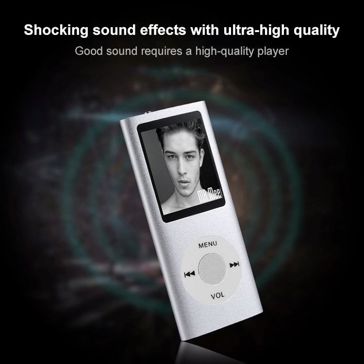 Reproductor MP4 de metal con pantalla TFT de 1,8 pulgadas con ranura para tarjeta TF, grabadora compatible, radio FM, libro electrónico y calendario, MP4 Player