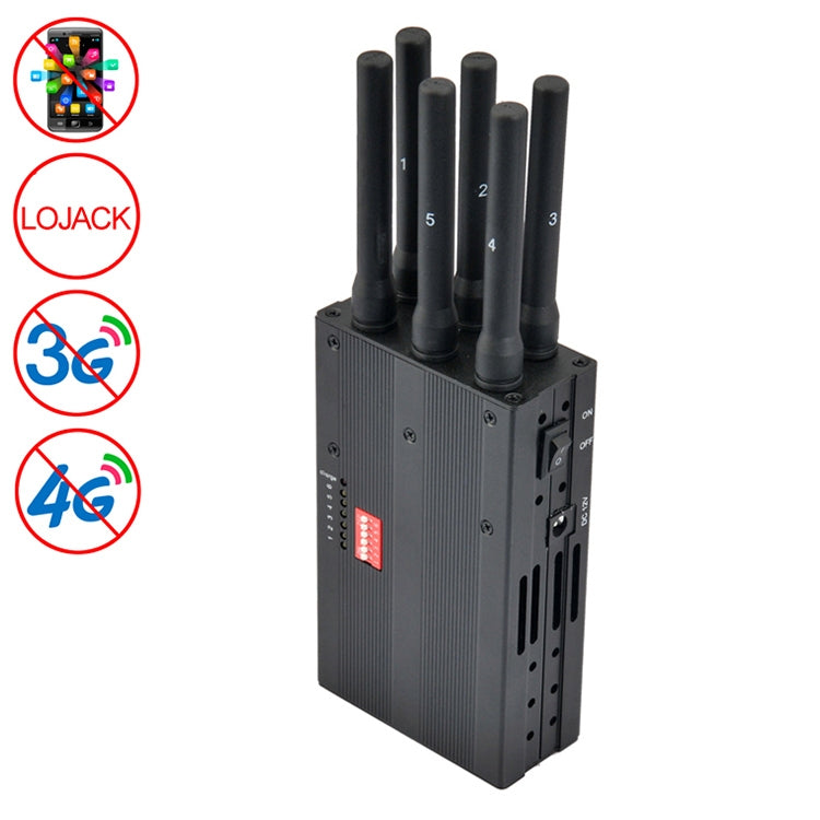GSM / CDMA / DCS / PCS / 3G / 4G / LOJACK Disyuntor / Jammer / Aislador de señal de teléfono móvil, Cobertura: 20 metros (JAX-121A-6A), GSM / CDMA / DCS / PCS / 3G / 4G / LOJACK