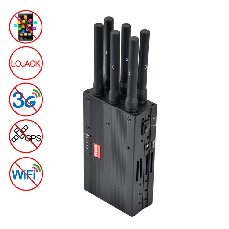 GSM / CDMA / DCS / PCS / 3G / Wifi / GPS / LOJACK Disyuntor / Jammer / Aislador de señal de teléfono móvil, Cobertura: 20 metros (JAX-121A-6C), GSM / CDMA / DCS / PCS / 3G / Wifi / GPS / LOJACK