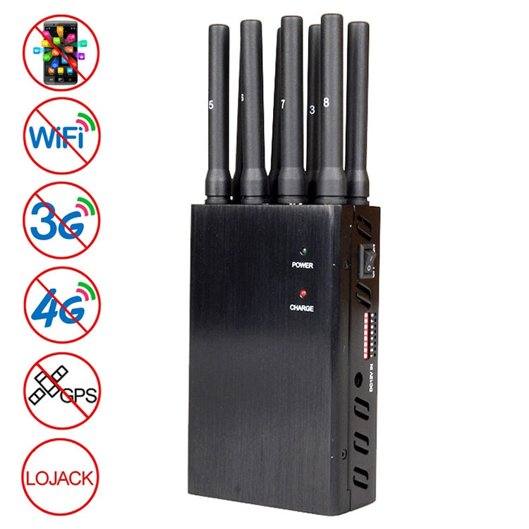 JAX-121A-8 GSM / DCS / WiFi / 3G / 4G / GPS / LOJACK Aislador de señal de teléfono móvil, Cobertura: 20 metros, GSM / DCS / WiFi / 3G / 4G / GPS / LOJACK