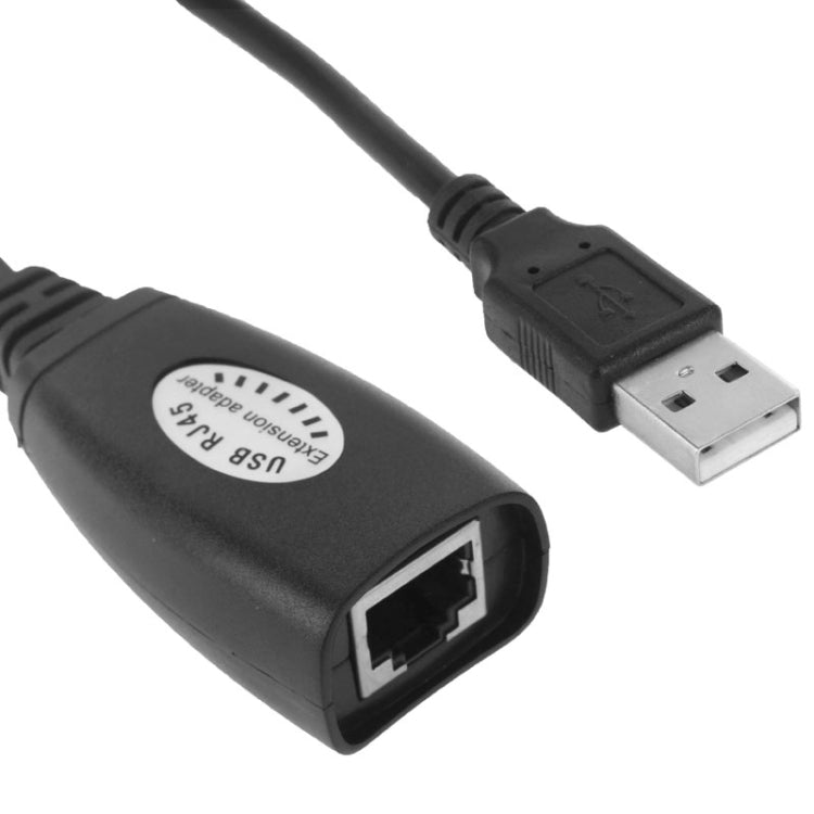 USB 2.0 CAT5 / CAT5E / CAT6 RJ45 a 4 USB Ethernet Extender LAN Cable de extensión Adaptador repetidor, 4 Ports USB