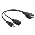 Cable USB 2.0 hembra a Mini USB AM + Micro AF de 5 pines, longitud: 20 cm, Mini USB + Micro AF, 20cm