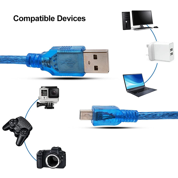 Cable USB 2.0 AM a Mini USB de 5 pines, longitud: 30,5 cm