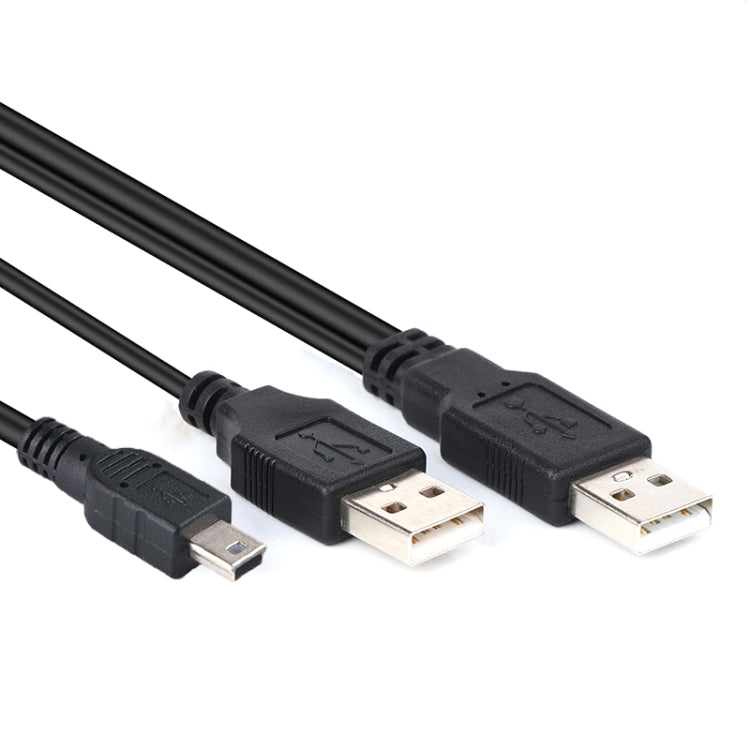 Cable USB 2.0 macho 2 en 1 a mini macho de 5 pines + cable USB macho, longitud: 80 cm, USB 2.0 AM to USB+Mini USB