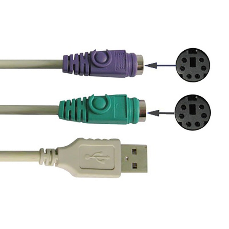 Cable adaptador USB a PS/2 para teclado y ratón, calidad normal