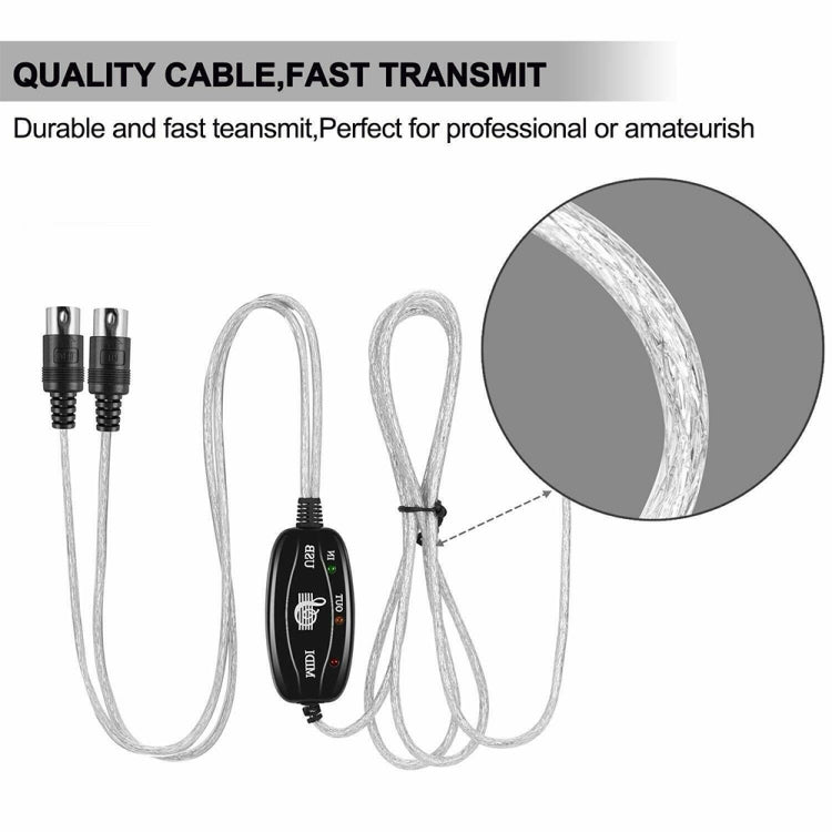 Cable adaptador convertidor de piano eléctrico con interfaz USB a MIDI, longitud: 1,8 m