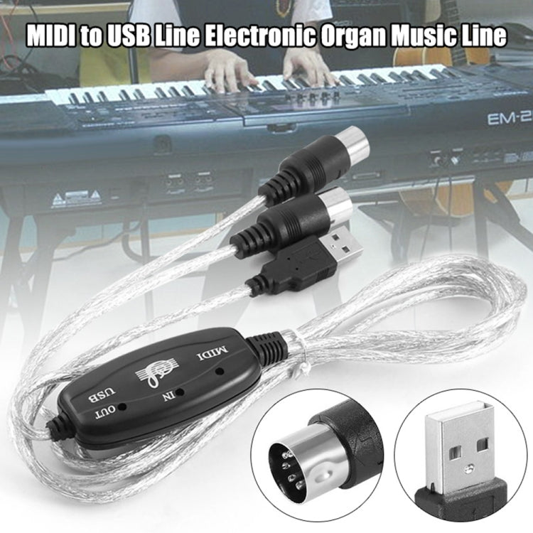 Cable adaptador convertidor de piano eléctrico con interfaz USB a MIDI, longitud: 1,8 m