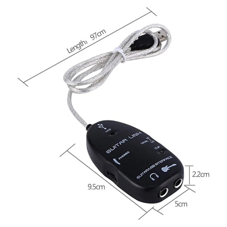 Interfaz USB Cable de enlace de guitarra Grabación PC / MAC, USB Interface Guitar Link Cable (Black), USB Interface Guitar Link Cable (White)