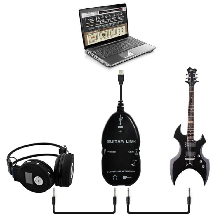 Interfaz USB Cable de enlace de guitarra Grabación PC / MAC, USB Interface Guitar Link Cable (Black), USB Interface Guitar Link Cable (White)