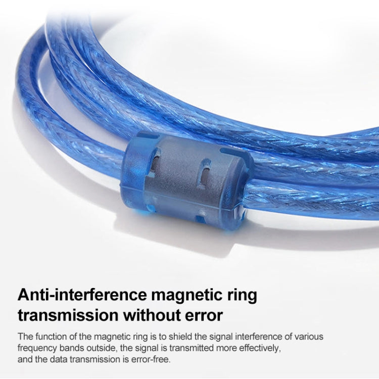 Cable USB 2.0 AM a BM normal, con 2 núcleos, longitud: 5 m (azul)