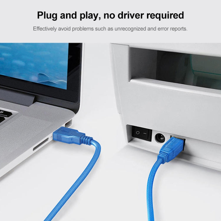 Cable USB 2.0 AM a BM normal, con 2 núcleos, longitud: 5 m (azul)