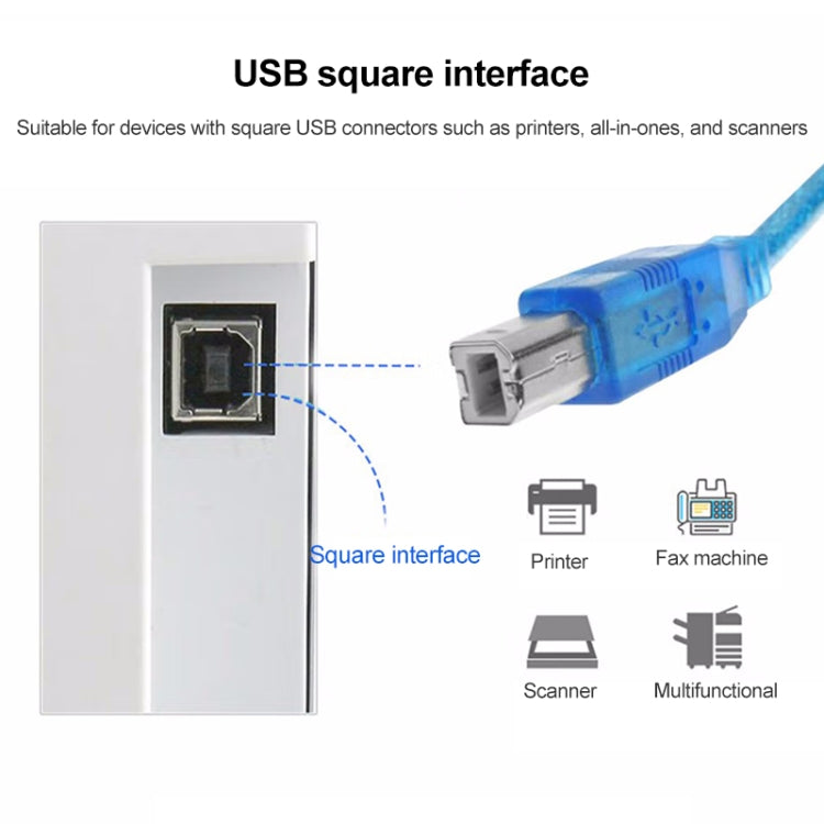 Cable USB 2.0 AM a BM normal, con 2 núcleos, longitud: 1,8 m (azul)