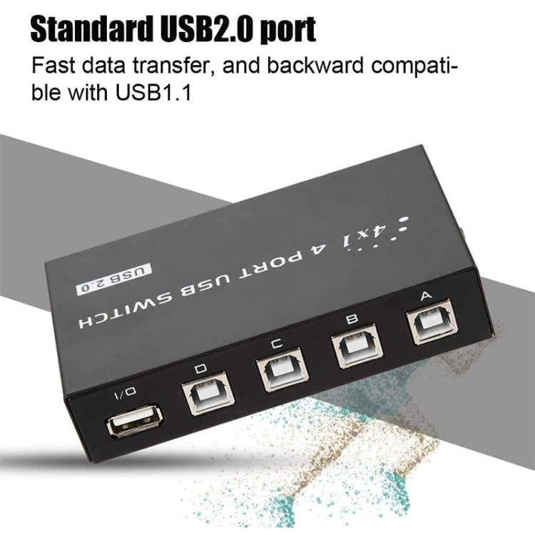 FENGJIE FJ-IA4B-C 4 puertos USB 2.0 de alta velocidad Conmutador de pulsación de teclas Caja de interruptor compartido para computadora PC Escáner Impresora, FENGJIE FJ-IA4B-C