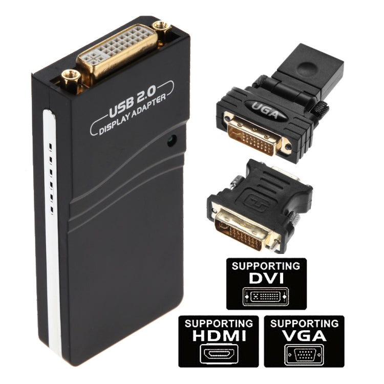 Adaptador USB 2.0 a VGA, DVI, HDMI, Resolución: 1280*1024, Resolution: 1280*1024, Resolution: 1920*1080, Resolution: 2048*1152