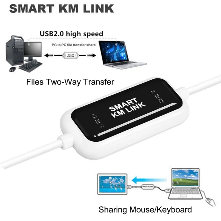 Cable de enlace inteligente KM USB 2.0 de alta velocidad, teclado y mouse de PC a PC para compartir, Plug and Play, longitud: 165 cm