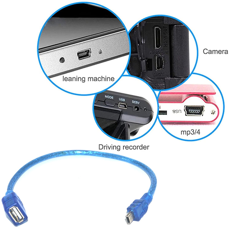 Cable adaptador mini USB a USB 2.0 AF OTG de 5 pines, longitud: 22 cm (azul), 22cm