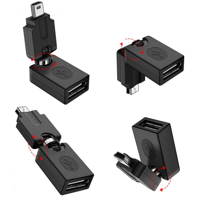Adaptador USB 2.0 AF de alta calidad a mini USB OTG, compatible con rotación de 360 grados, USB 2.0 AF