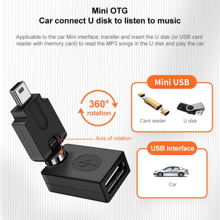 Adaptador USB 2.0 AF de alta calidad a mini USB OTG, compatible con rotación de 360 grados, USB 2.0 AF